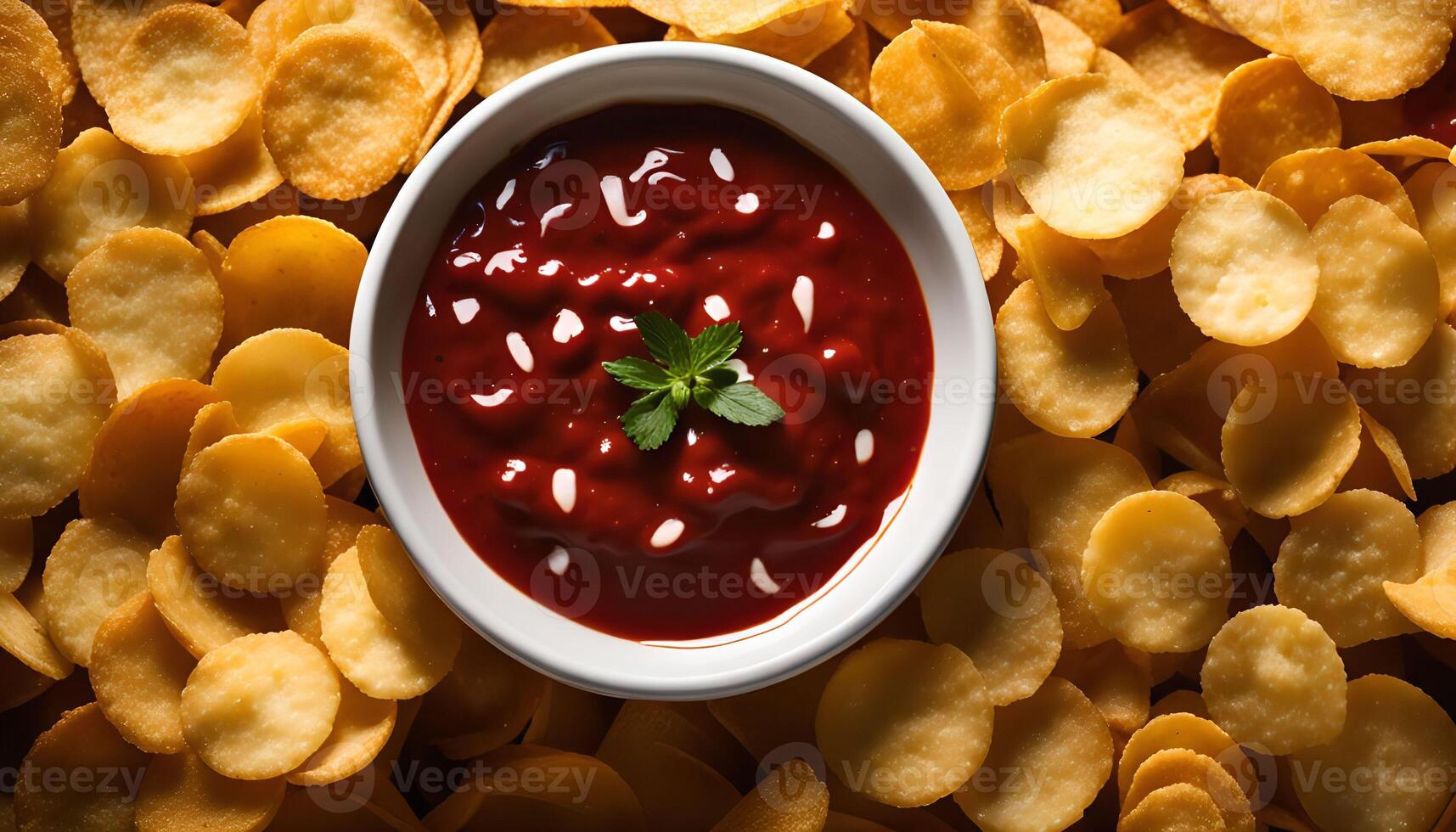Red Sauce Dip with Crispy Crackers photo