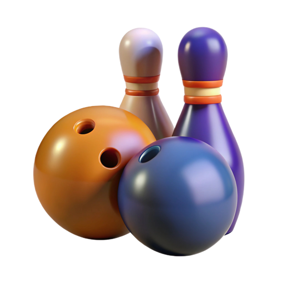3D Render of Bowling Balls and Pins Fun, Colorful png