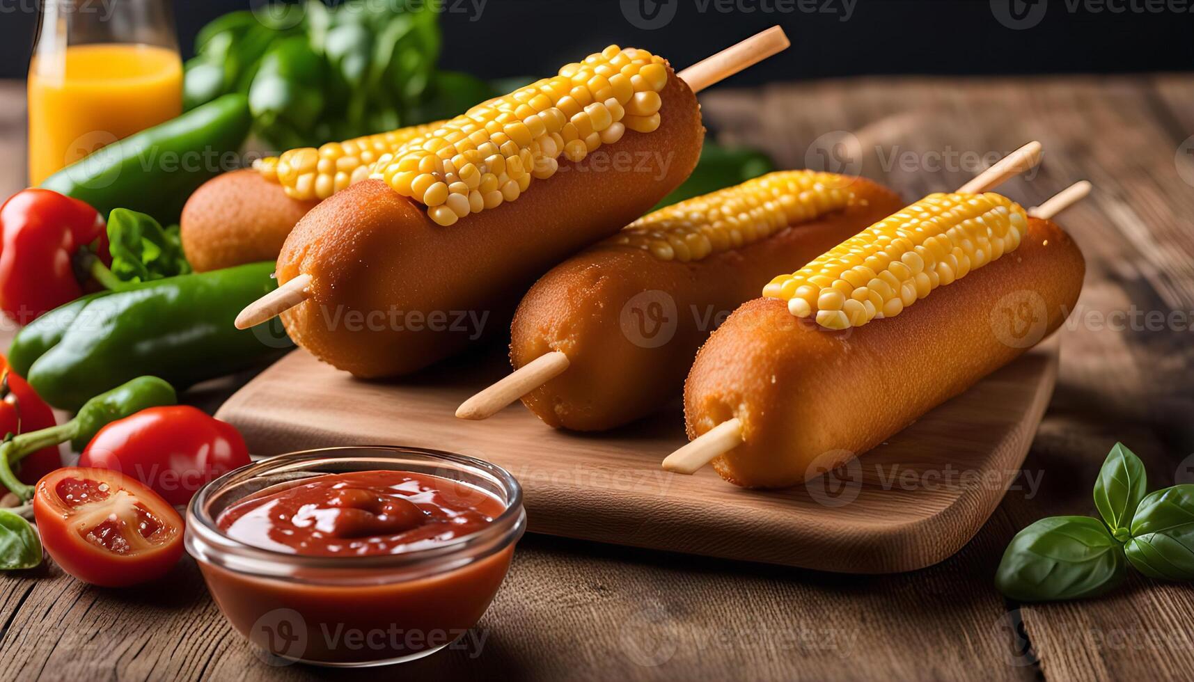 Corn Dog with Ketchup - Delicious Summer Treat photo