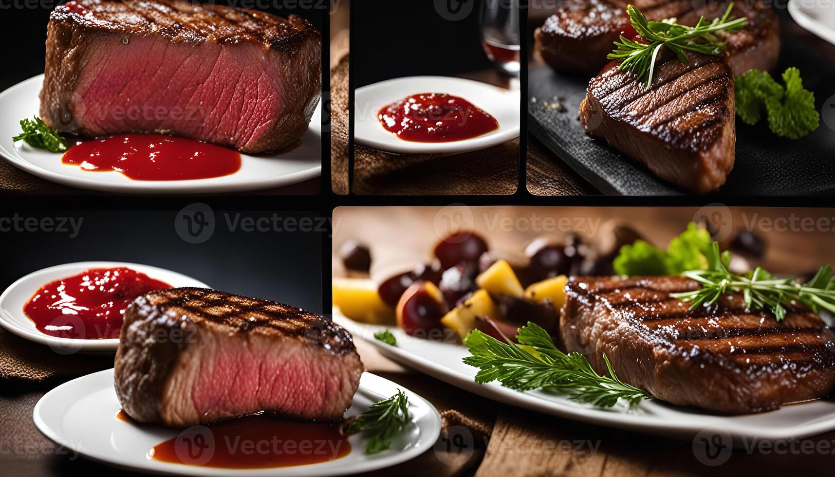 Grilled Steak with Rosemary and Sauce photo