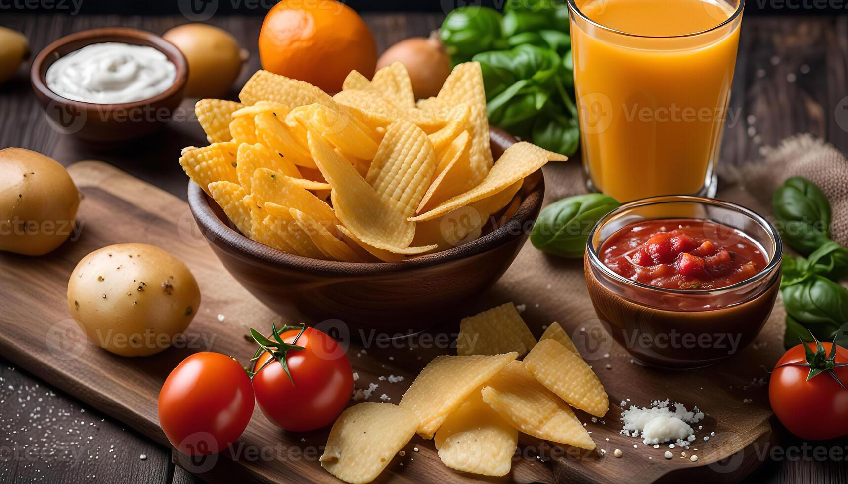 Delicious Snack Time with Chips and Dips photo