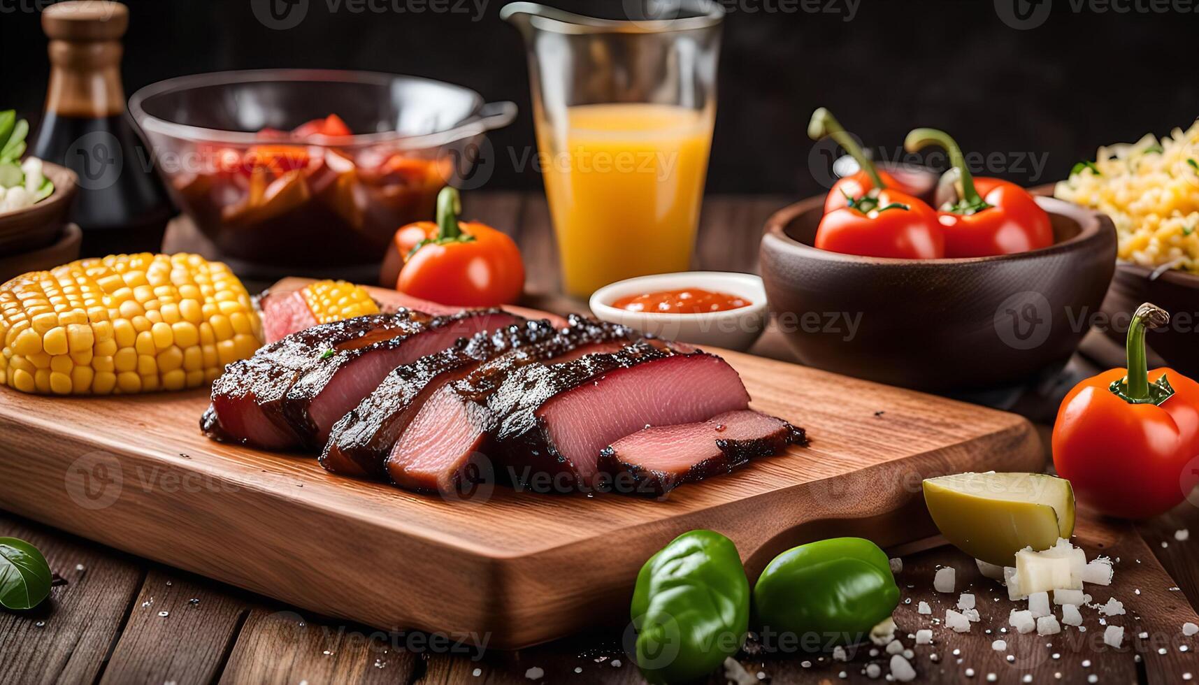 Grilled Steak on a Wooden Cutting Board photo