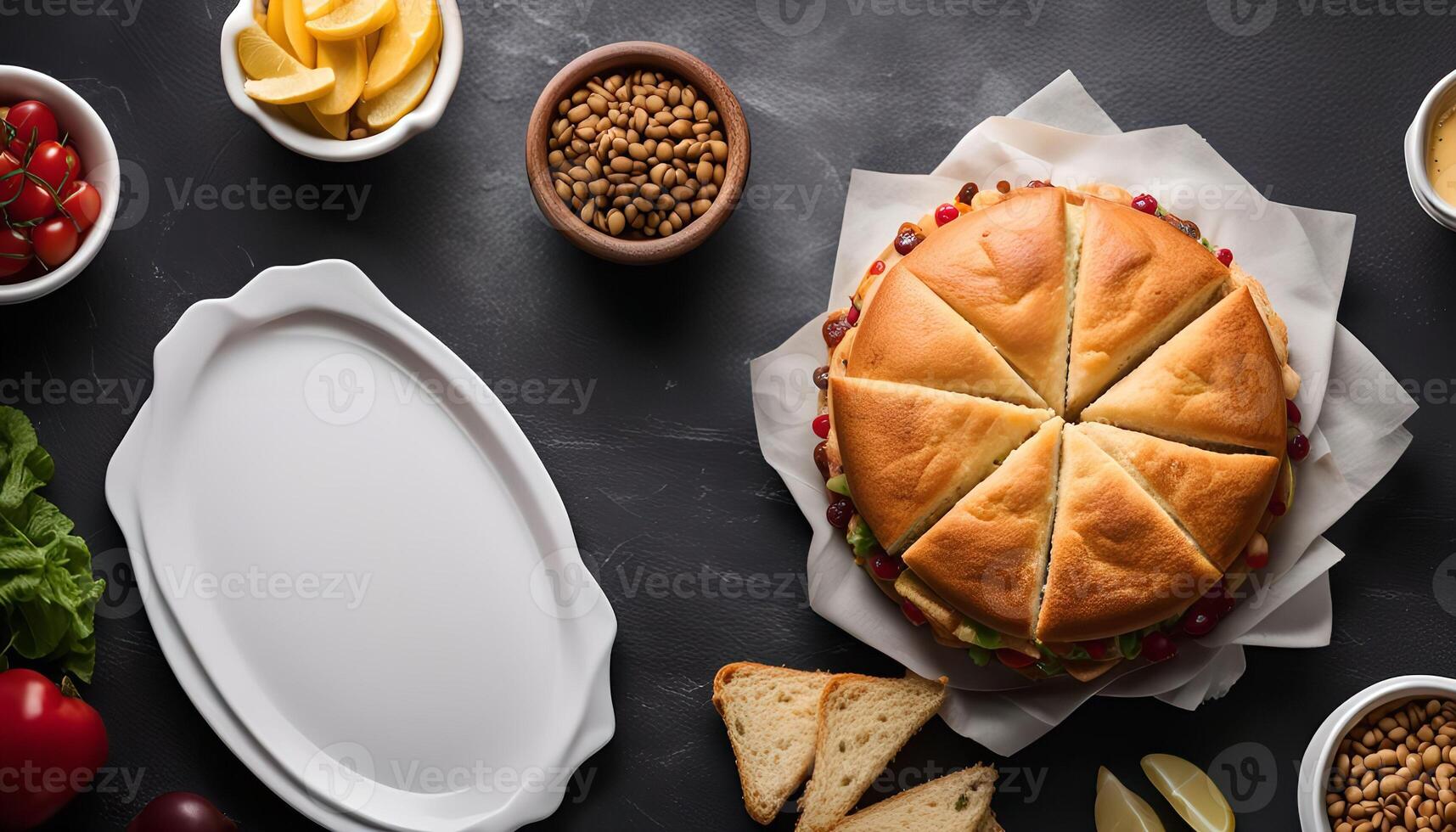 Delicious Arabic Bread with Toppings photo