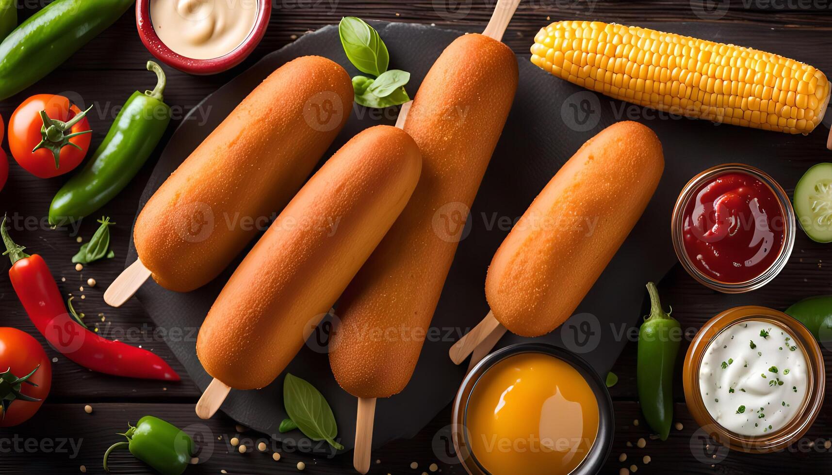 Corn Dogs with Dips and Sides photo