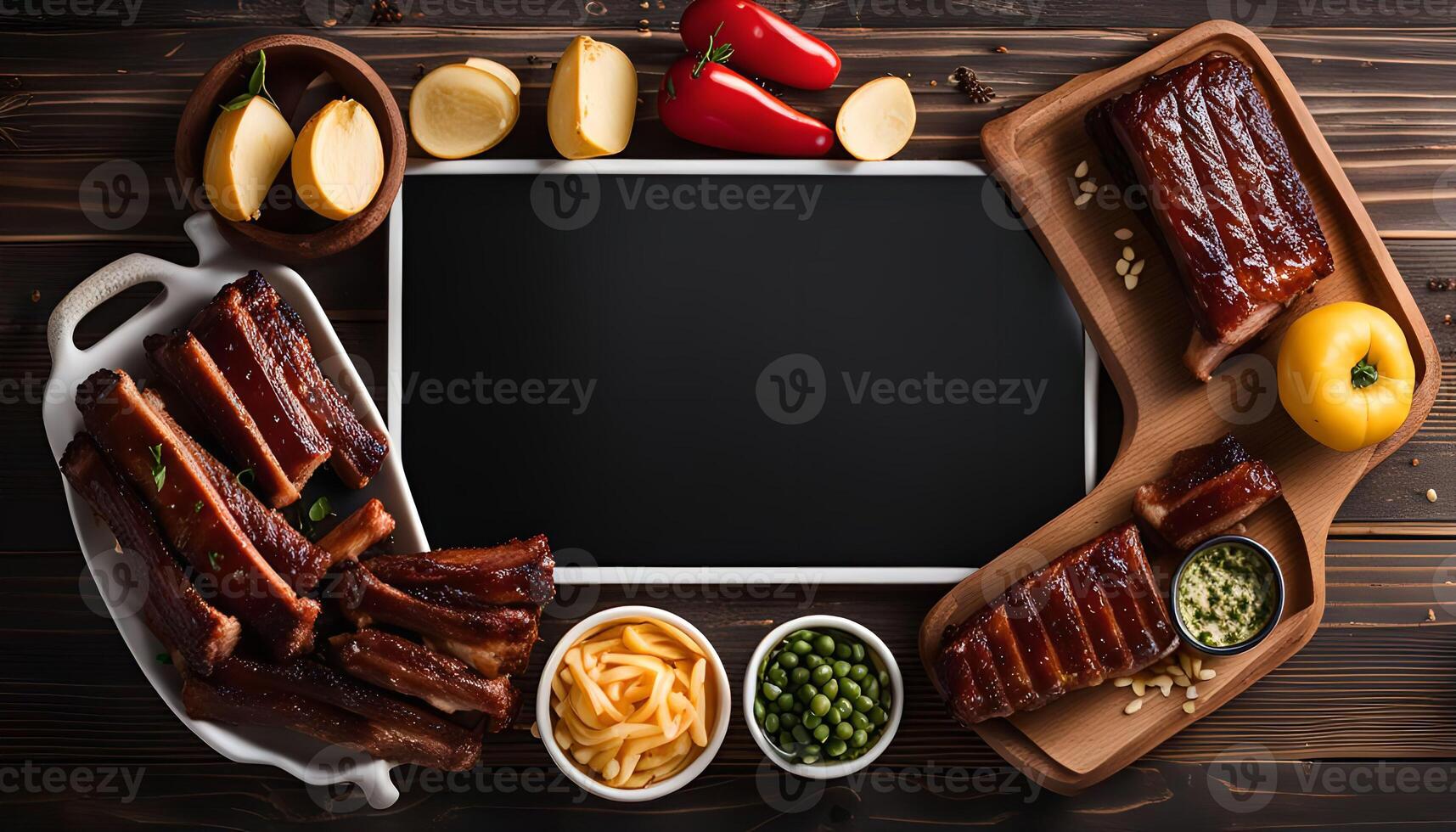 Delicious BBQ Ribs with a Blank Slate for Your Recipe photo
