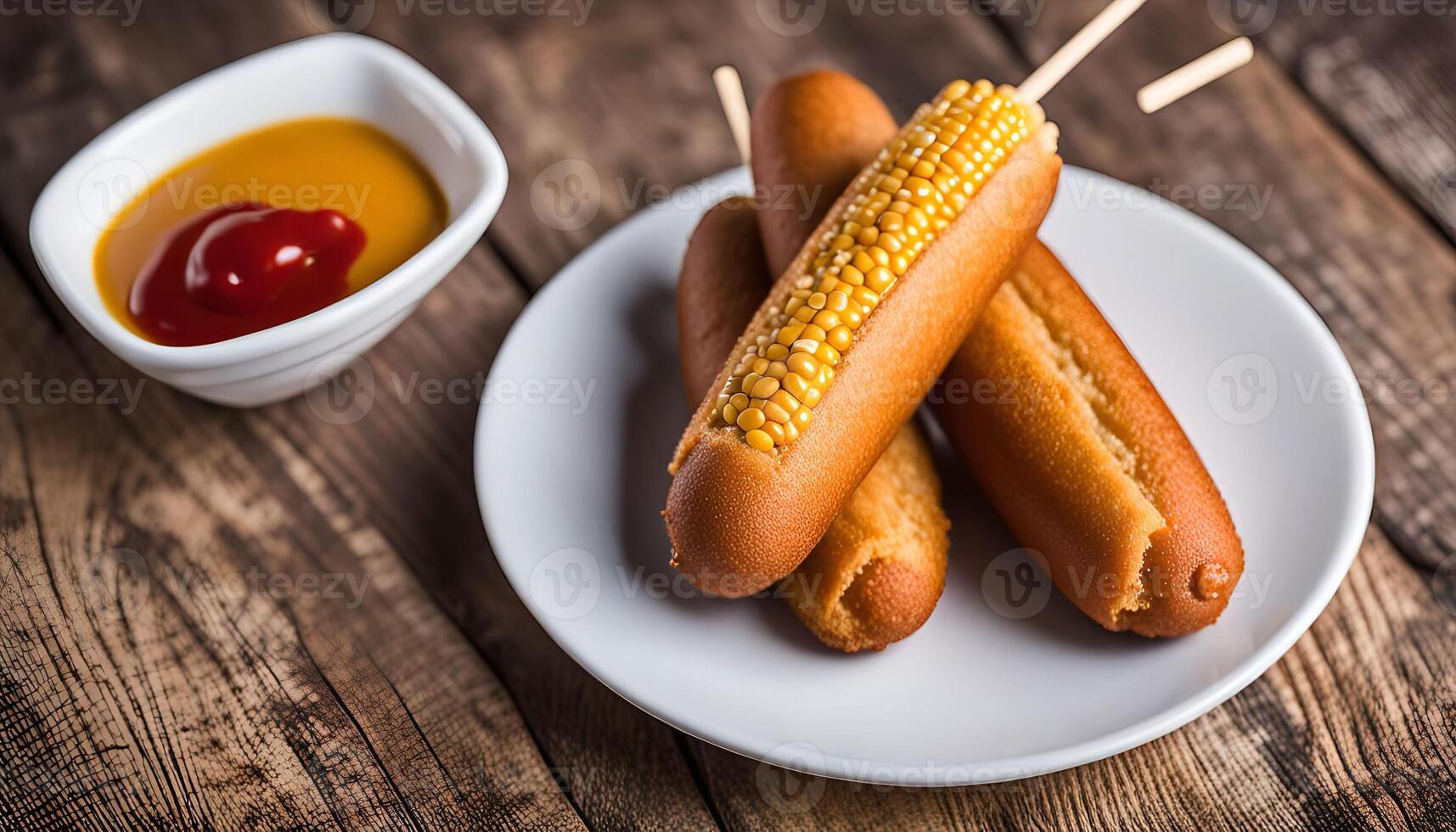 Corn Dog on White Plate photo