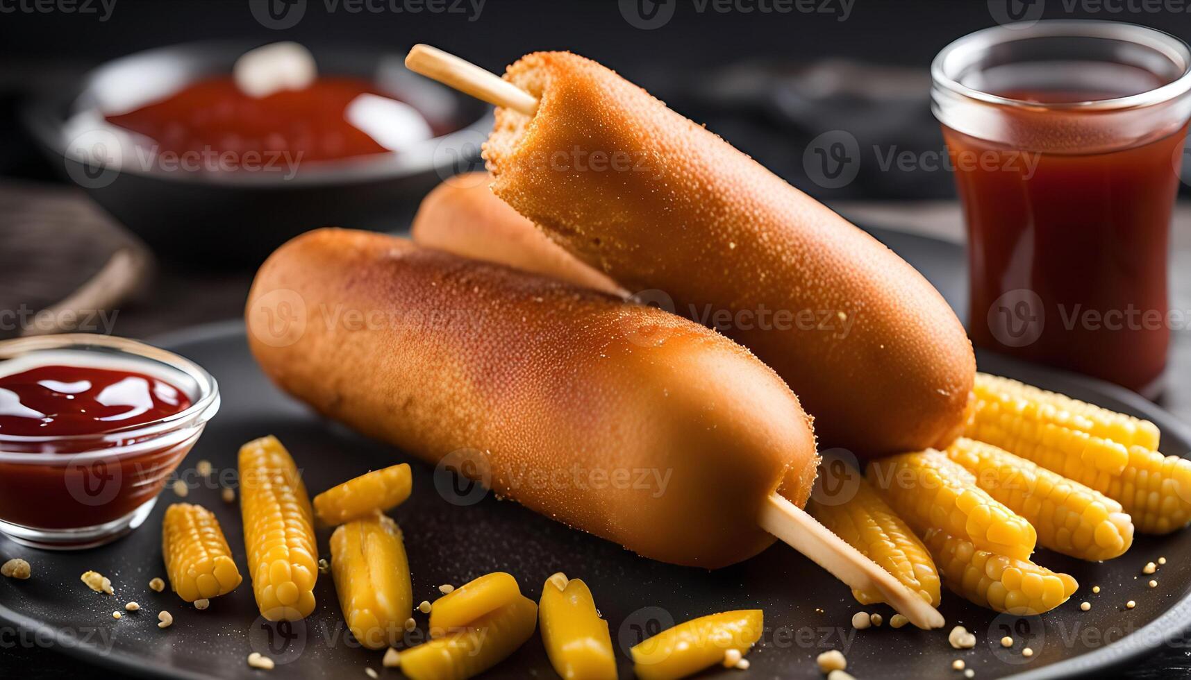 Delicious Corn Dog with Ketchup photo