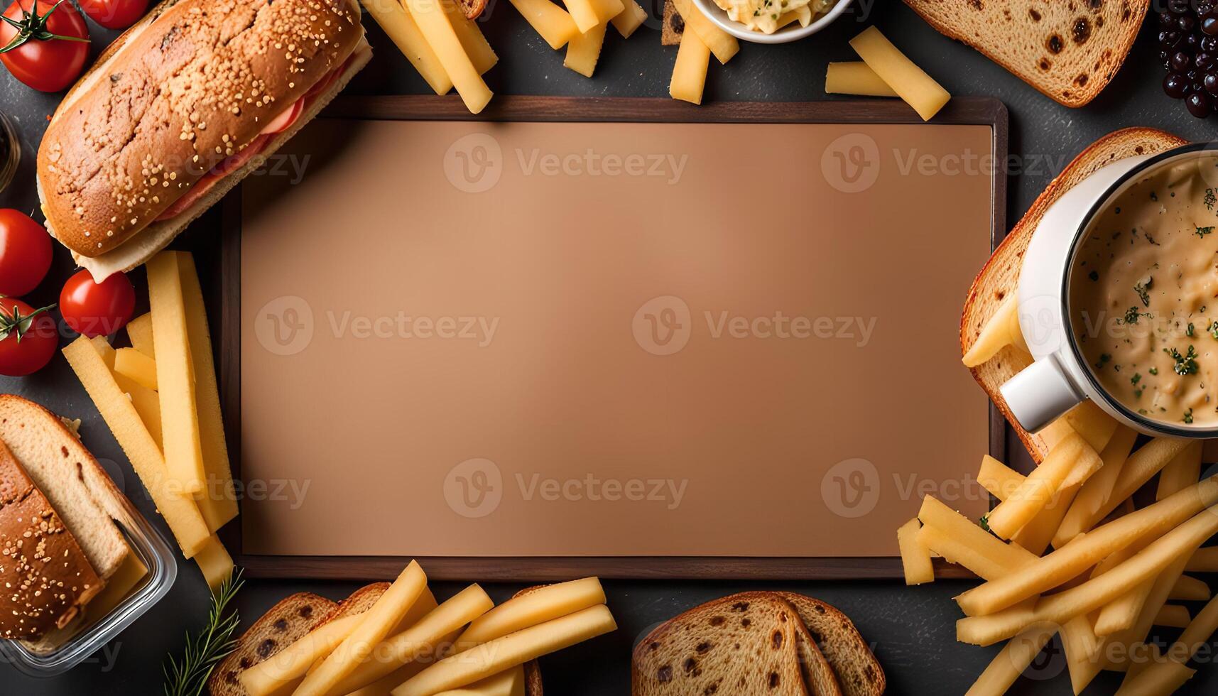 Delicious Food on Wooden Table photo