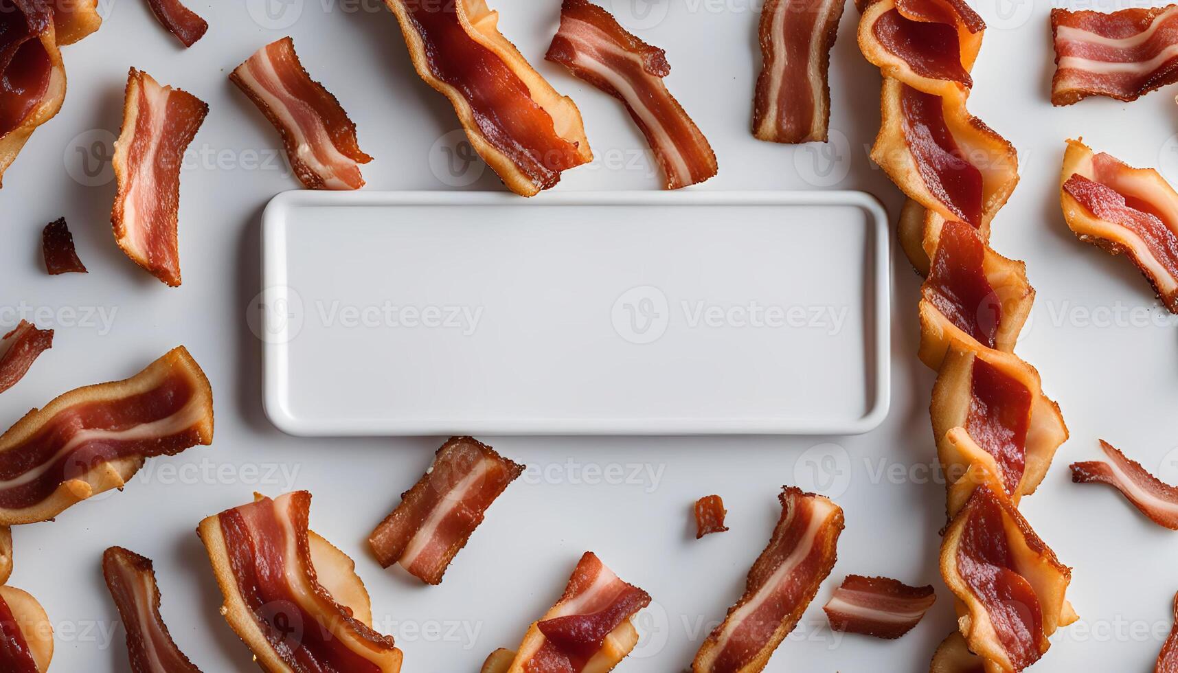 Crispy Bacon on White Background photo