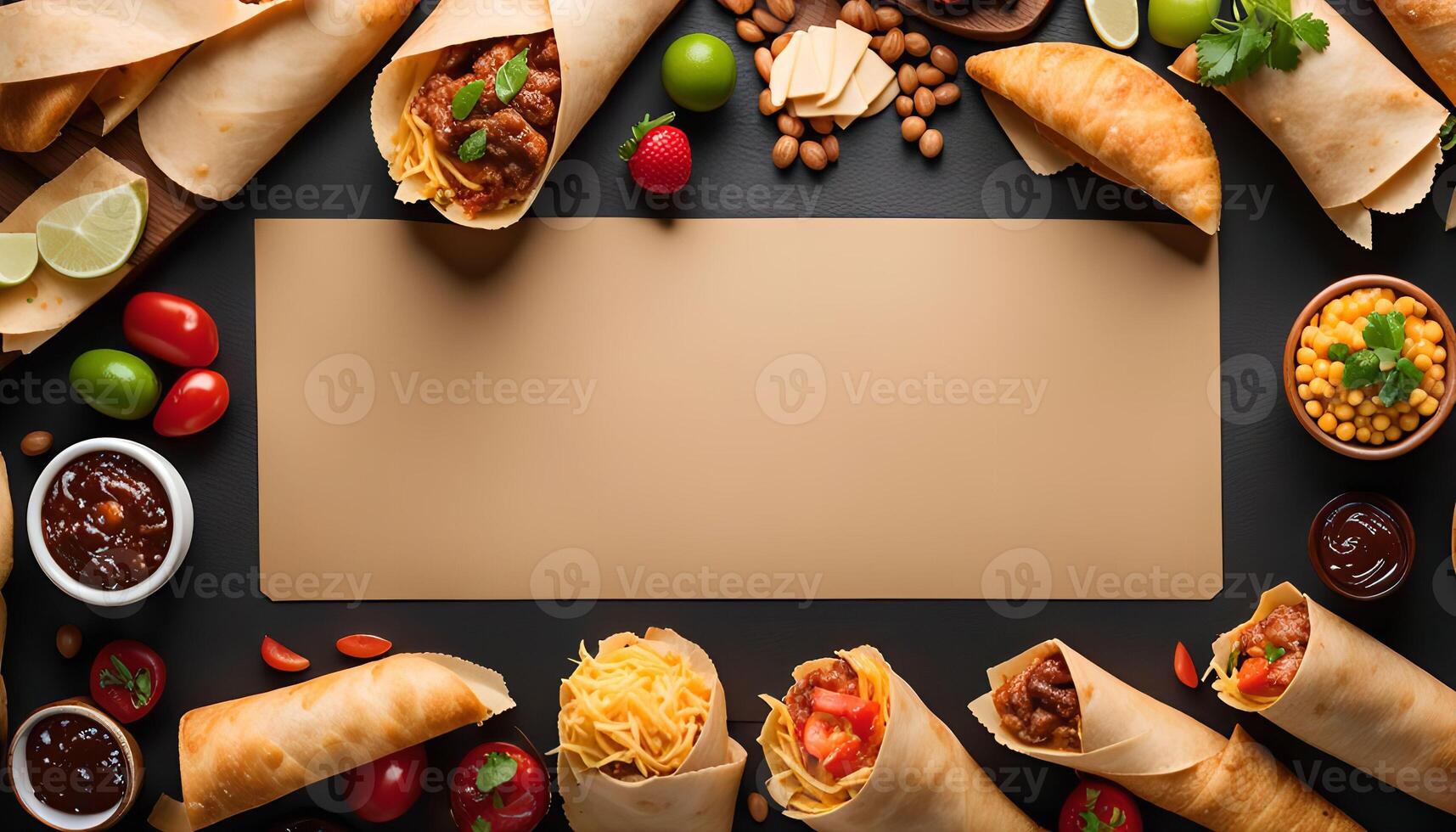 Mexican Food Flat Lay with Copy Space photo