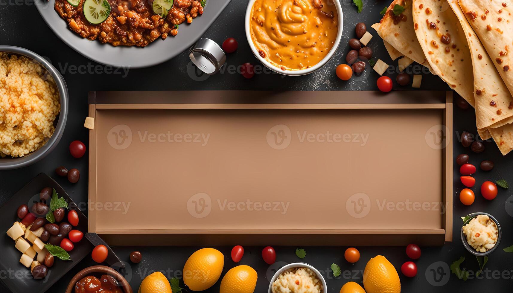 Delicious Food Arrangement with Copy Space photo