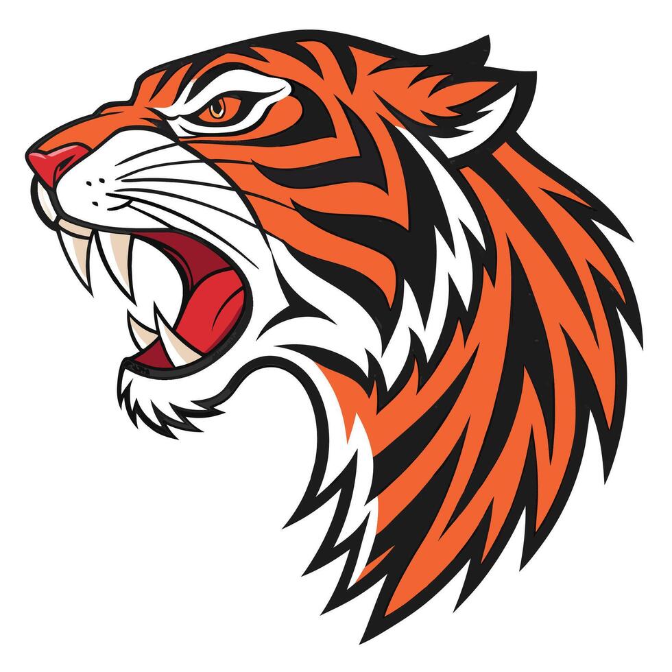 the head of a tiger is shown in a cartoon style vector