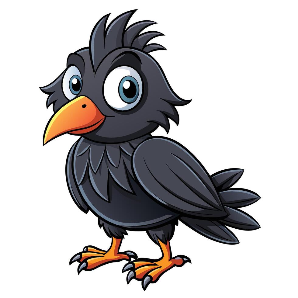 cartoon raven bird illustration vector