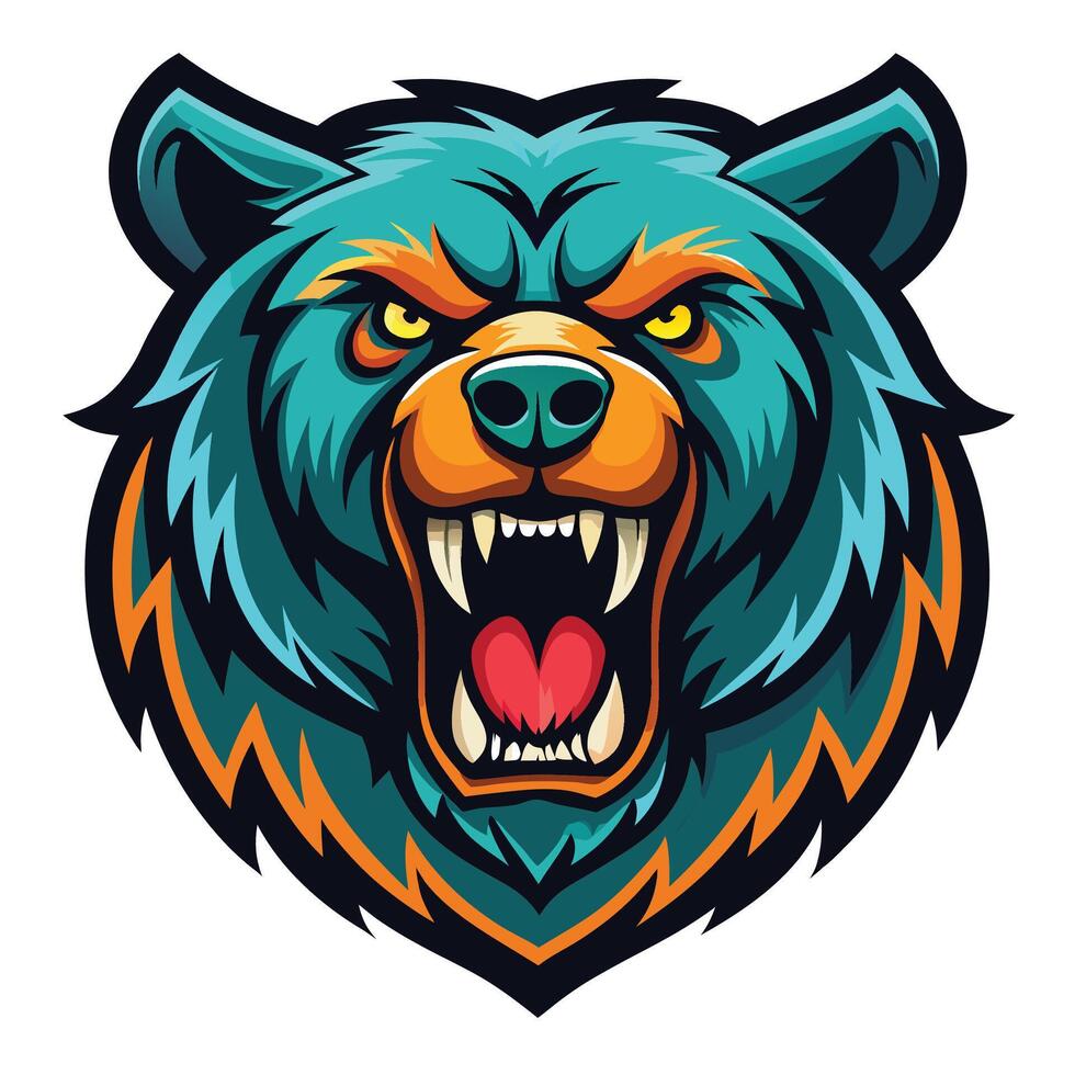 the head of a bear with an angry expression vector