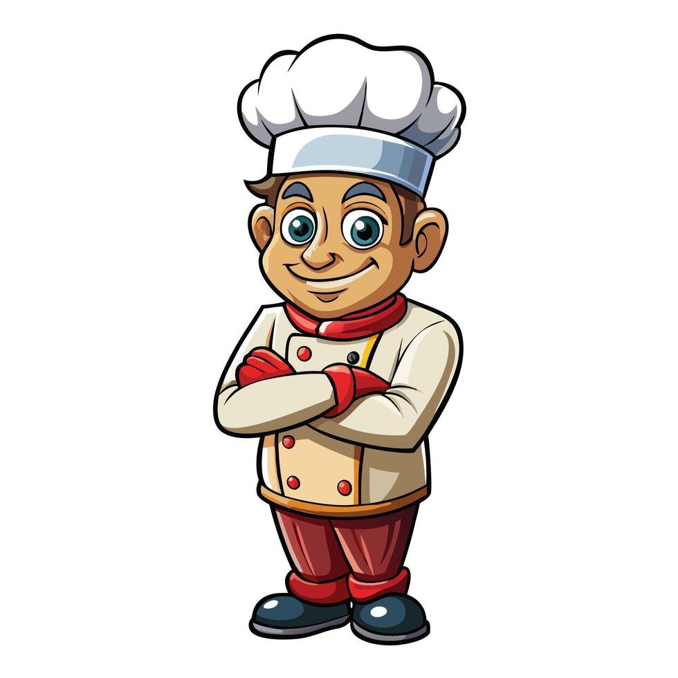 cartoon chef with arms crossed and smiling vector
