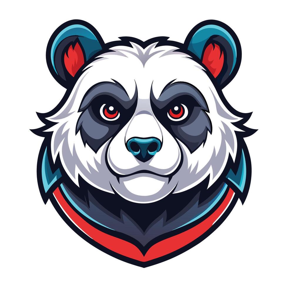 a panda bear head with red eyes vector