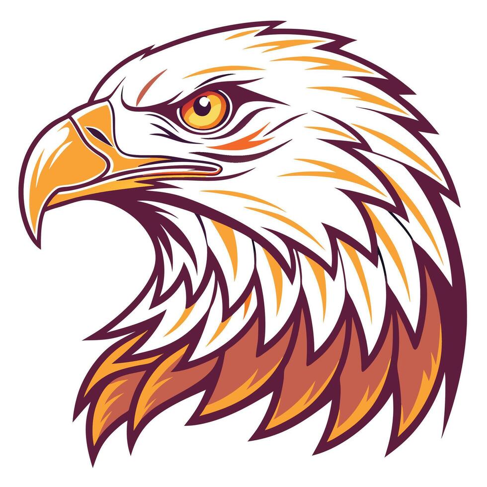 an eagle head with orange and brown feathers vector