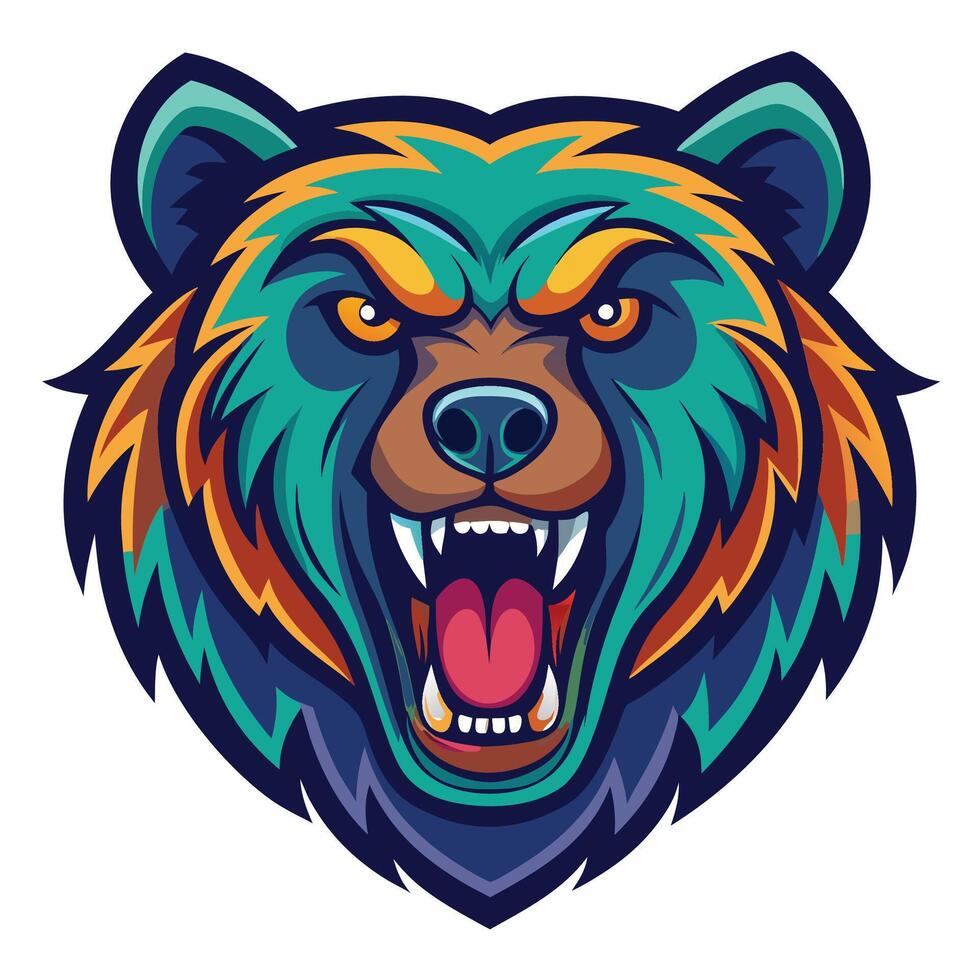 the head of a bear with its mouth open vector