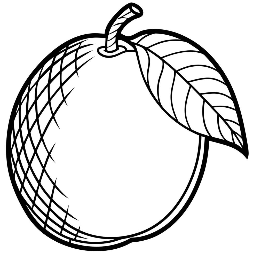 an apple with a leaf on it is shown in this drawing vector