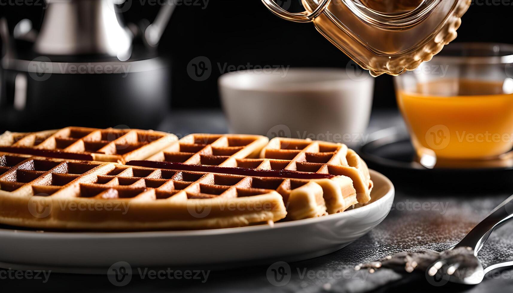 gofres con jarabe y té foto