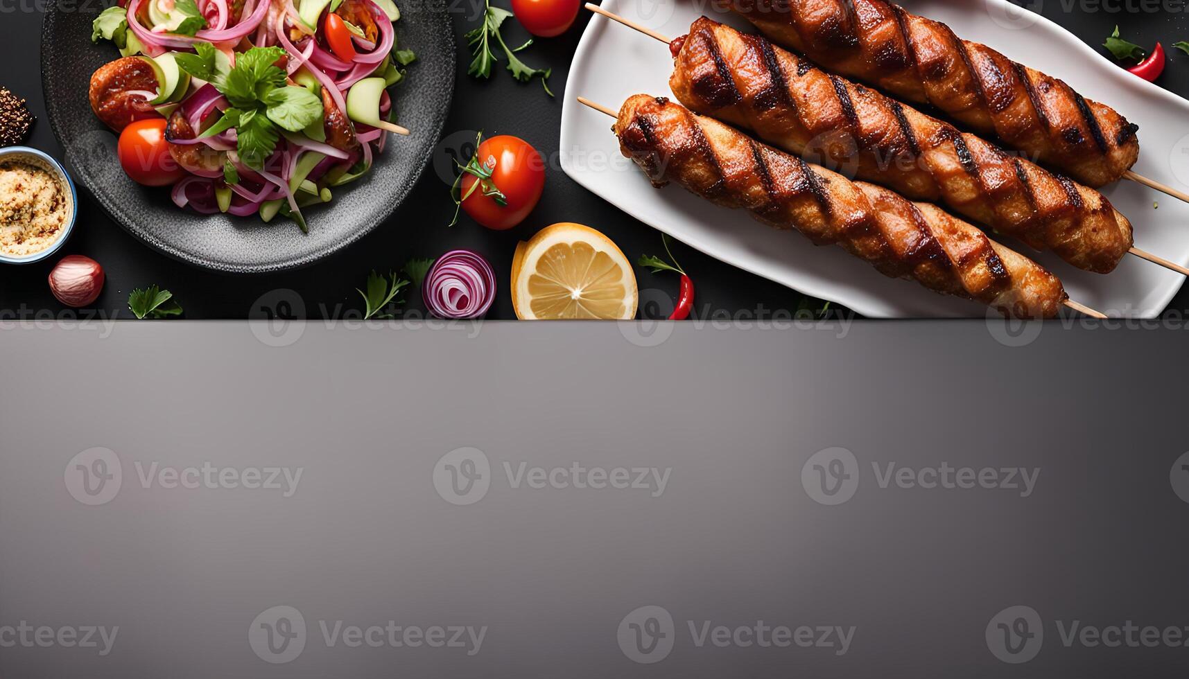 Grilled Chicken Skewers and Salad photo