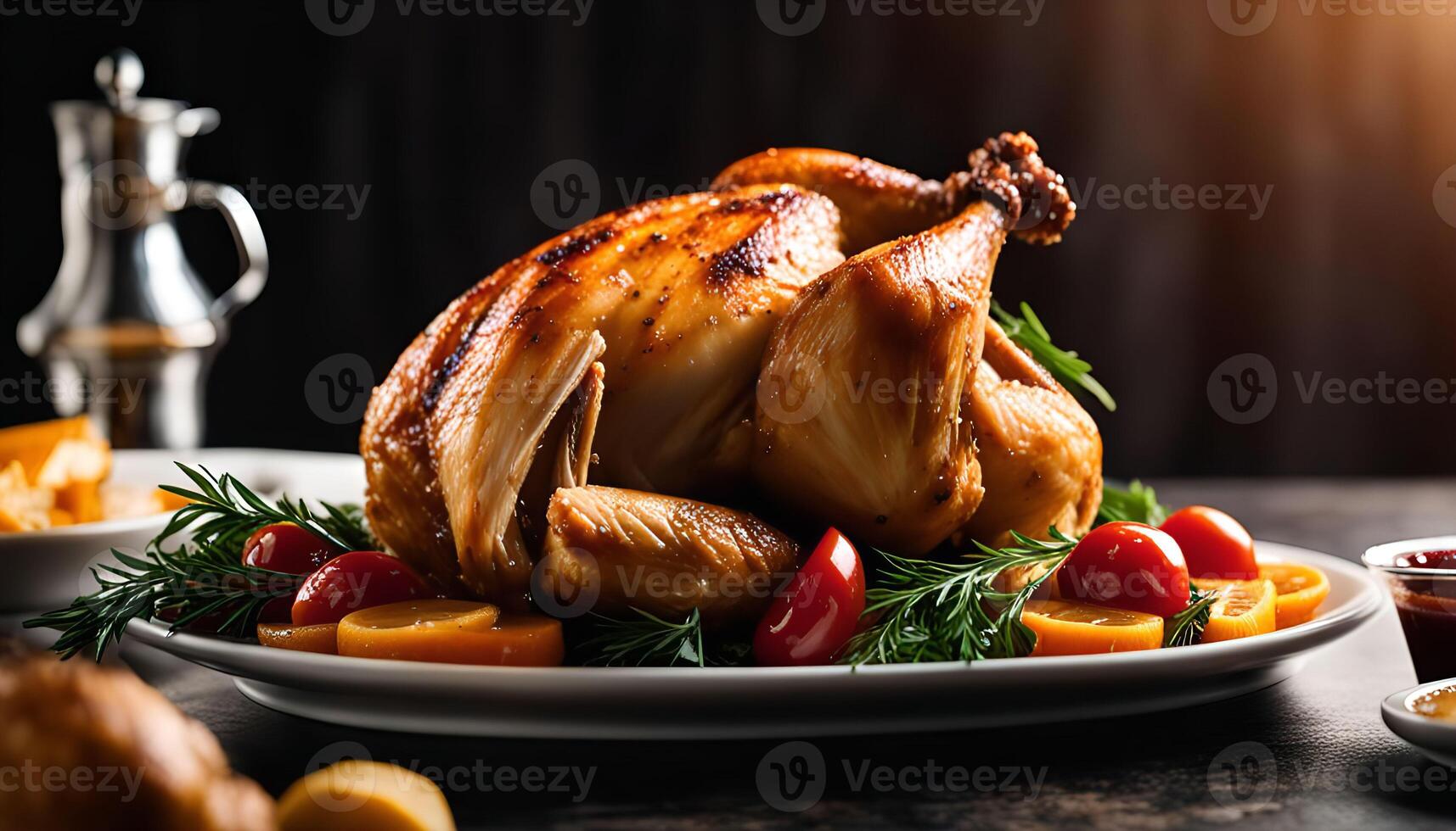 Roasted Chicken with Rosemary and Orange Slices photo