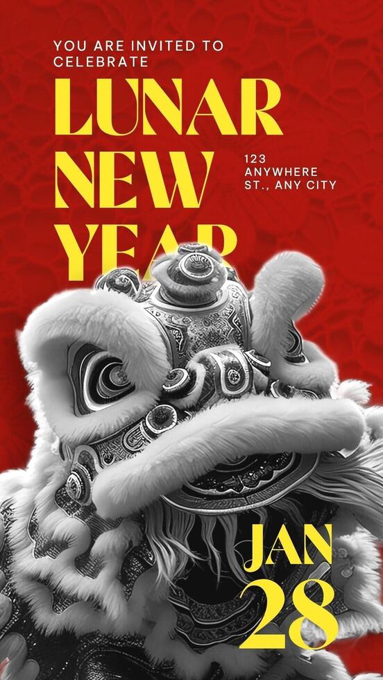 Red Lunar New Year Invitation Instagram Story template