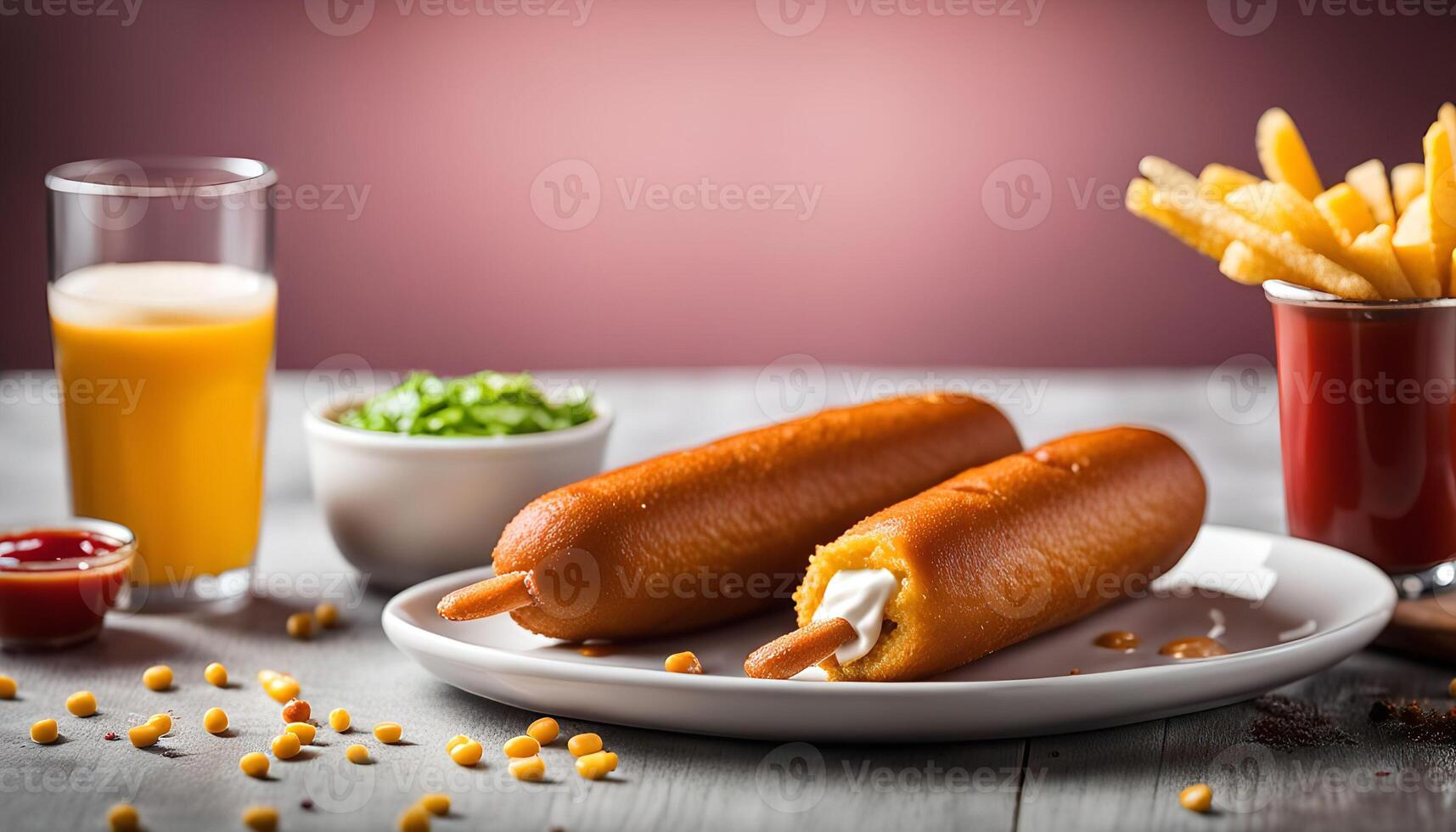 Delicious Corn Dog with Creamy Topping photo