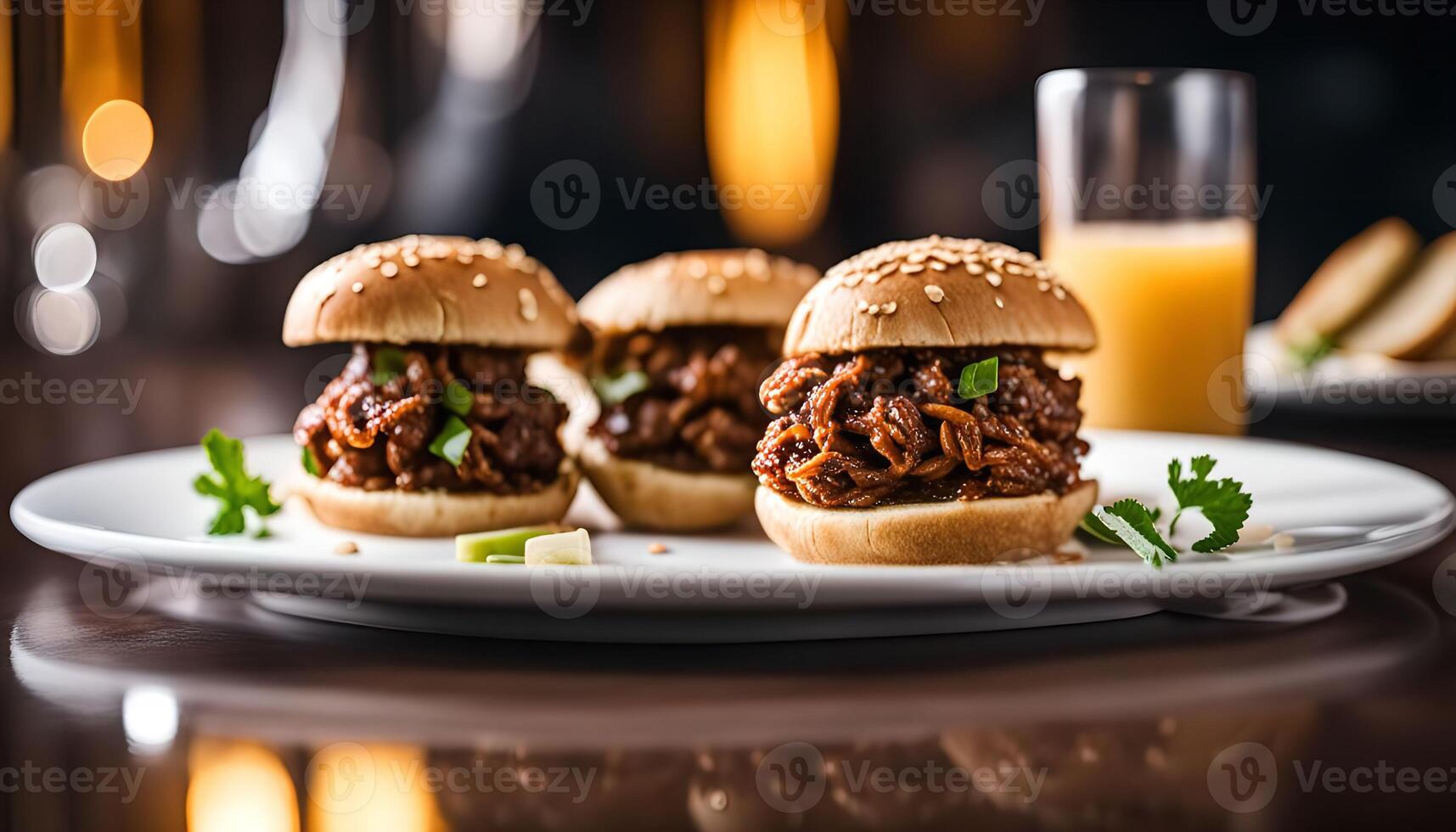 Delicious Pulled Pork Sliders with Sesame Seeds and Green Onions photo