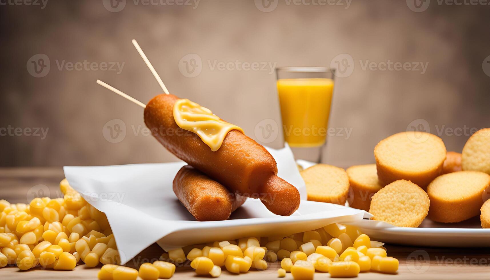 Corn Dog with Cheese and Corn Kernels photo