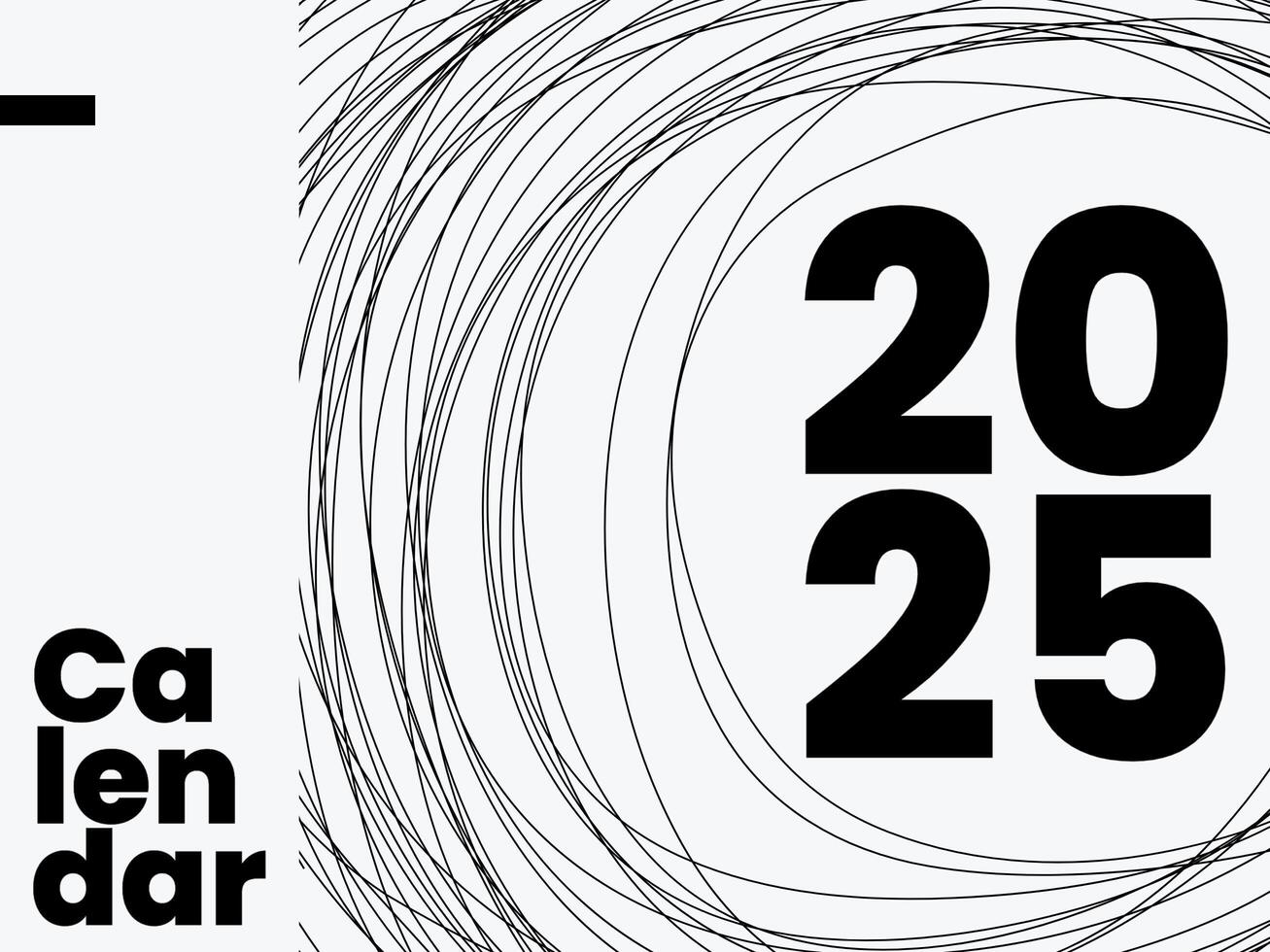 Abstract Monochrome 2025 Calendar Template