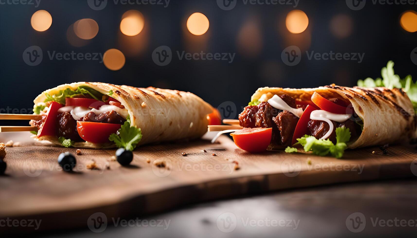 Delicious Grilled Chicken Wrap with Fresh Tomatoes and Lettuce photo