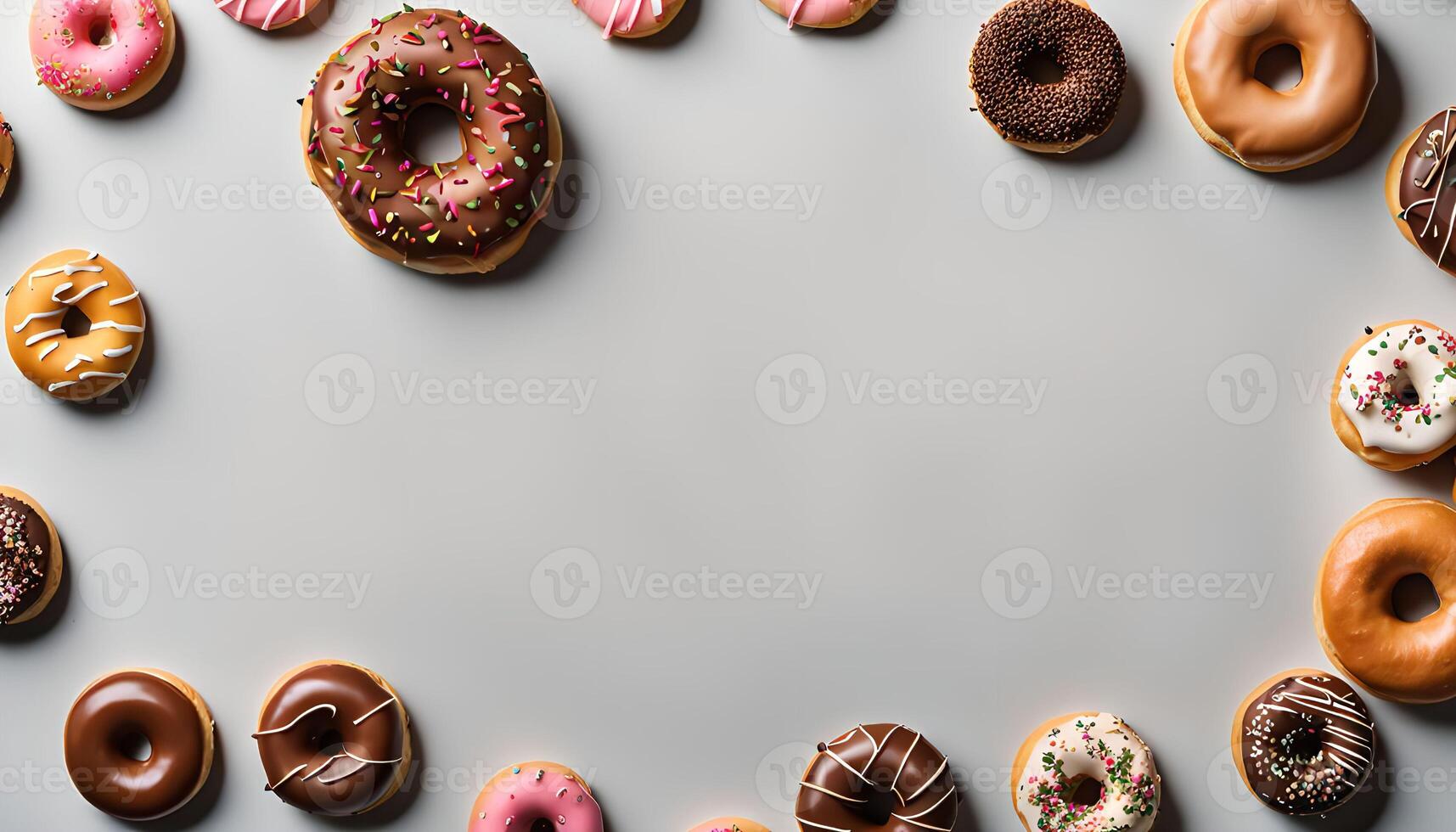 Donuts Frame on a Gray Background photo