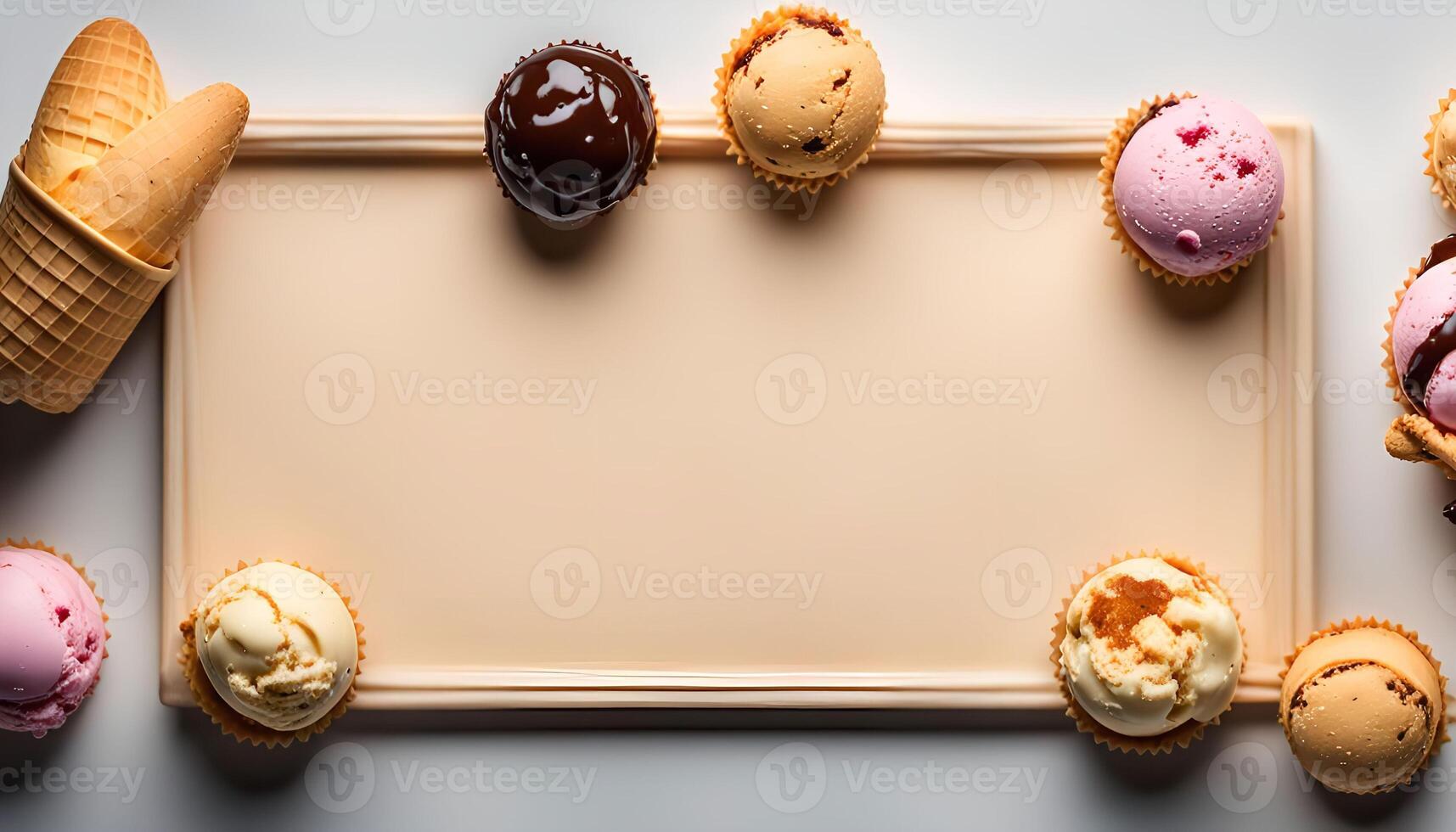 Delicious Ice Cream Cupcakes on a Tray photo