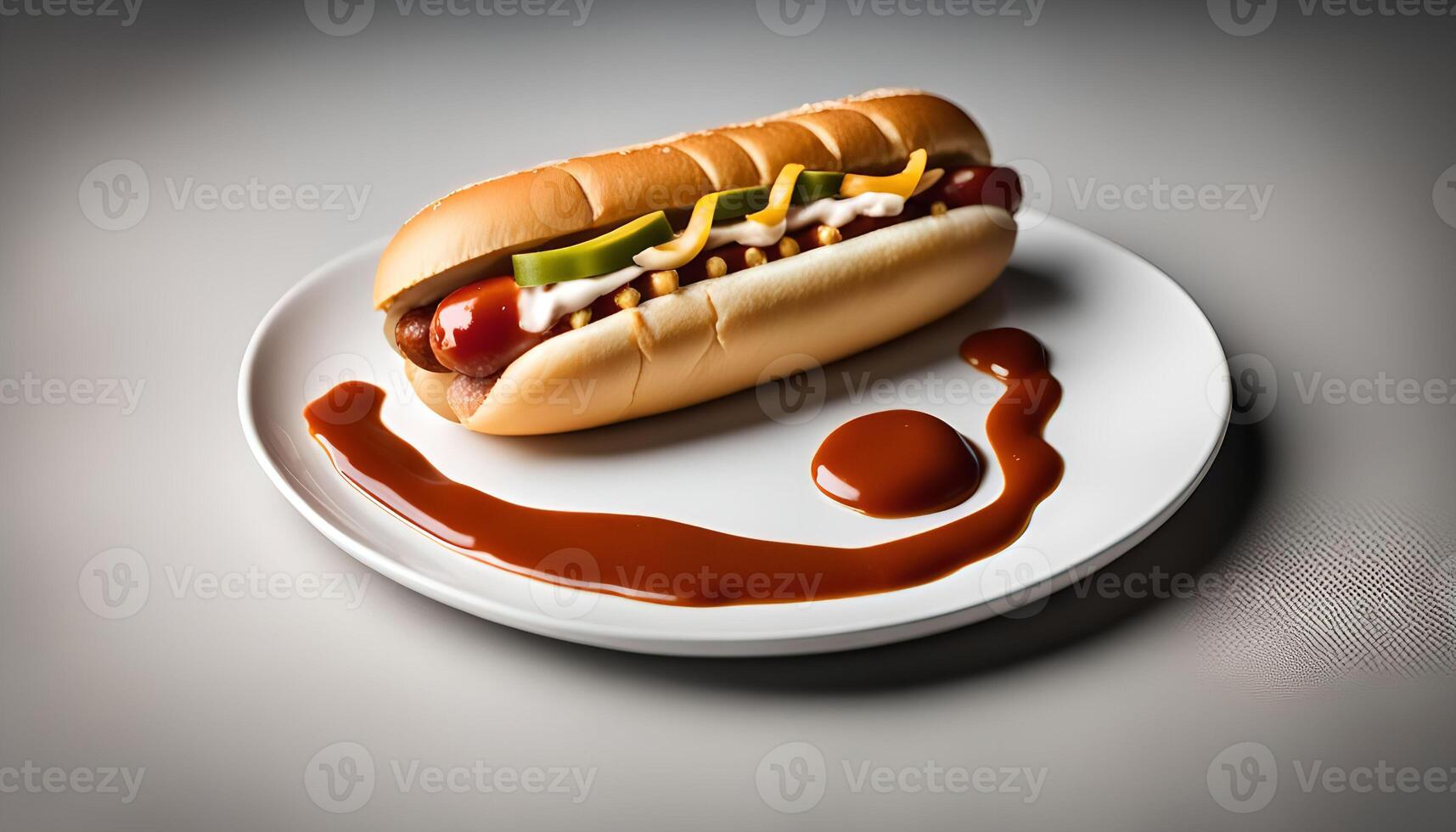Delicious Hot Dog with Chili Sauce photo