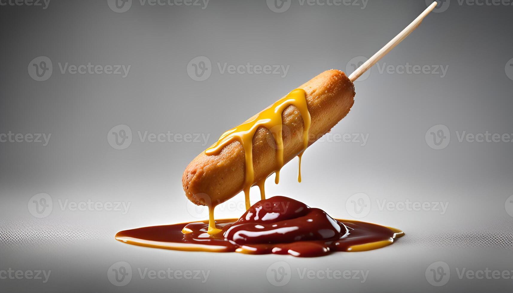 Corn Dog with Mustard and Ketchup photo