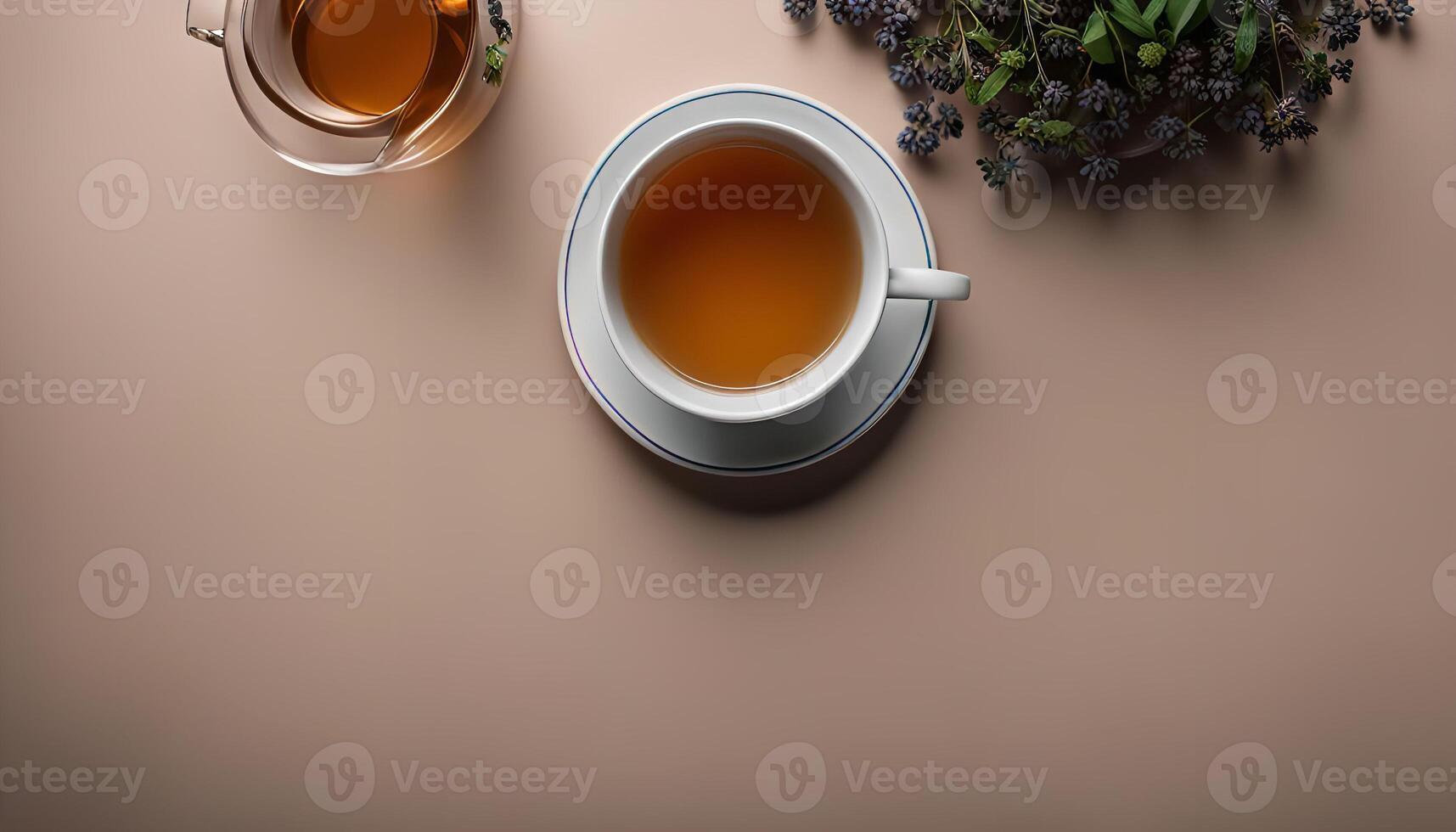 A Cup of Tea on a Beige Background photo