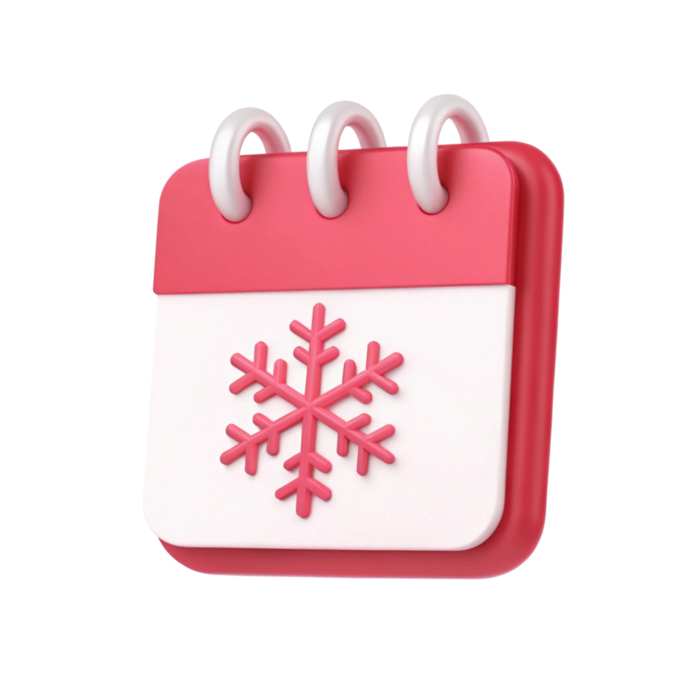 3D Render of a Pink Calendar Icon with Snowflake - Winter Date Reminder png