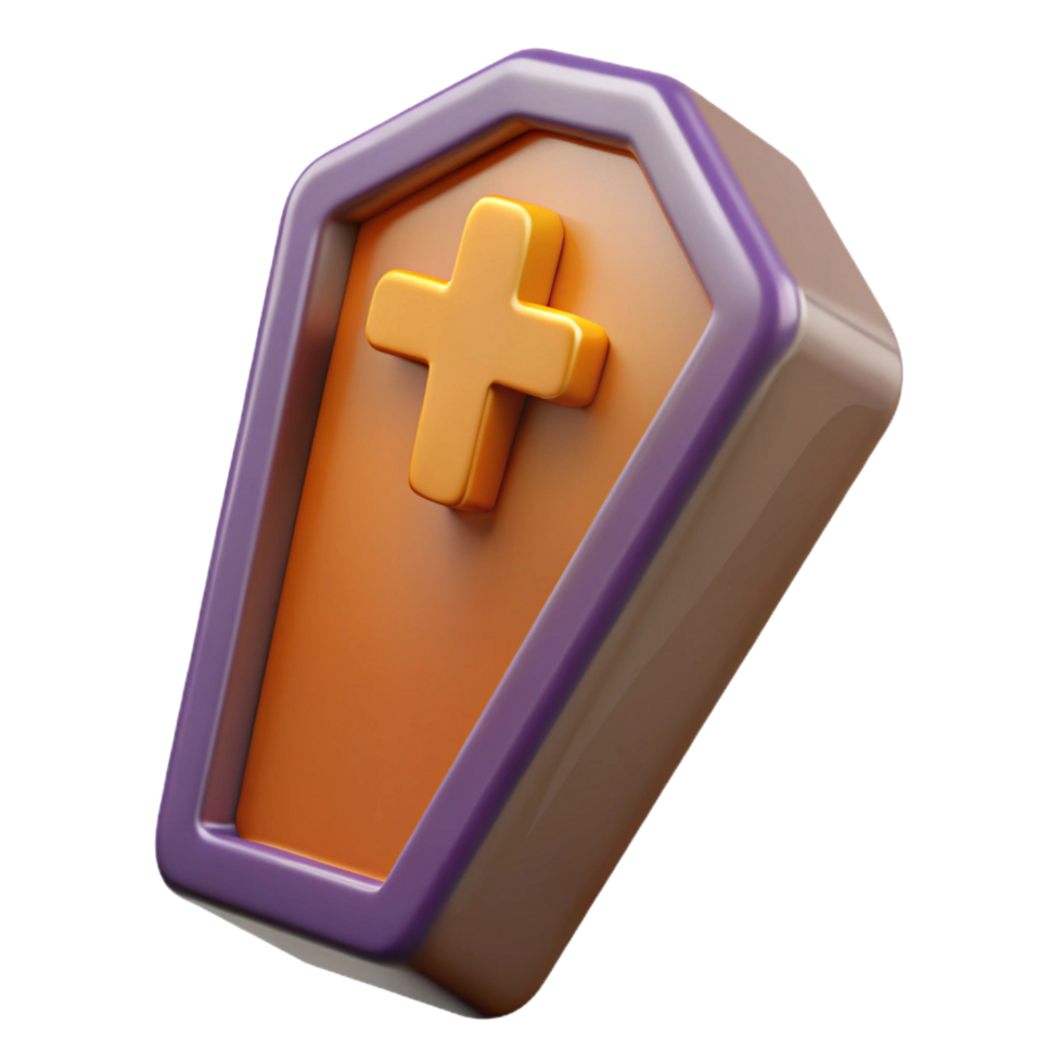 3D Render of Cartoon Coffin Icon - Halloween png