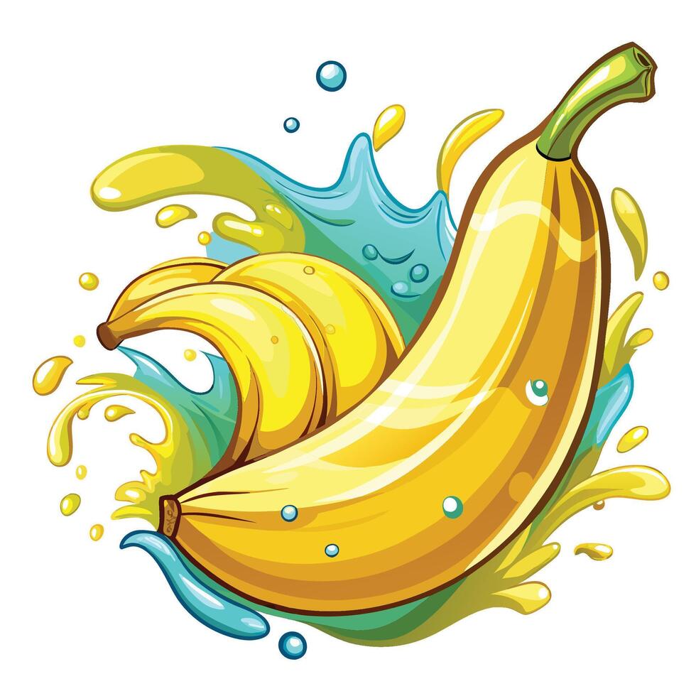 banana with splash illustration vector
