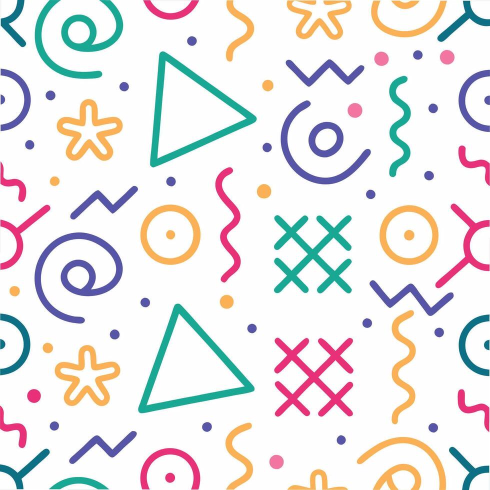 seamless pattern with colorful geometric shapes and lines vector