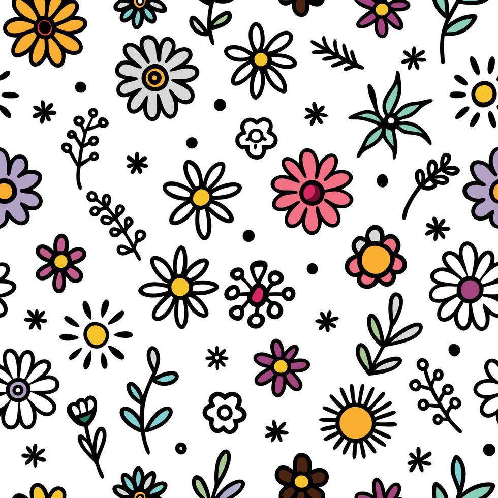 seamless pattern with flowers and leaves vector