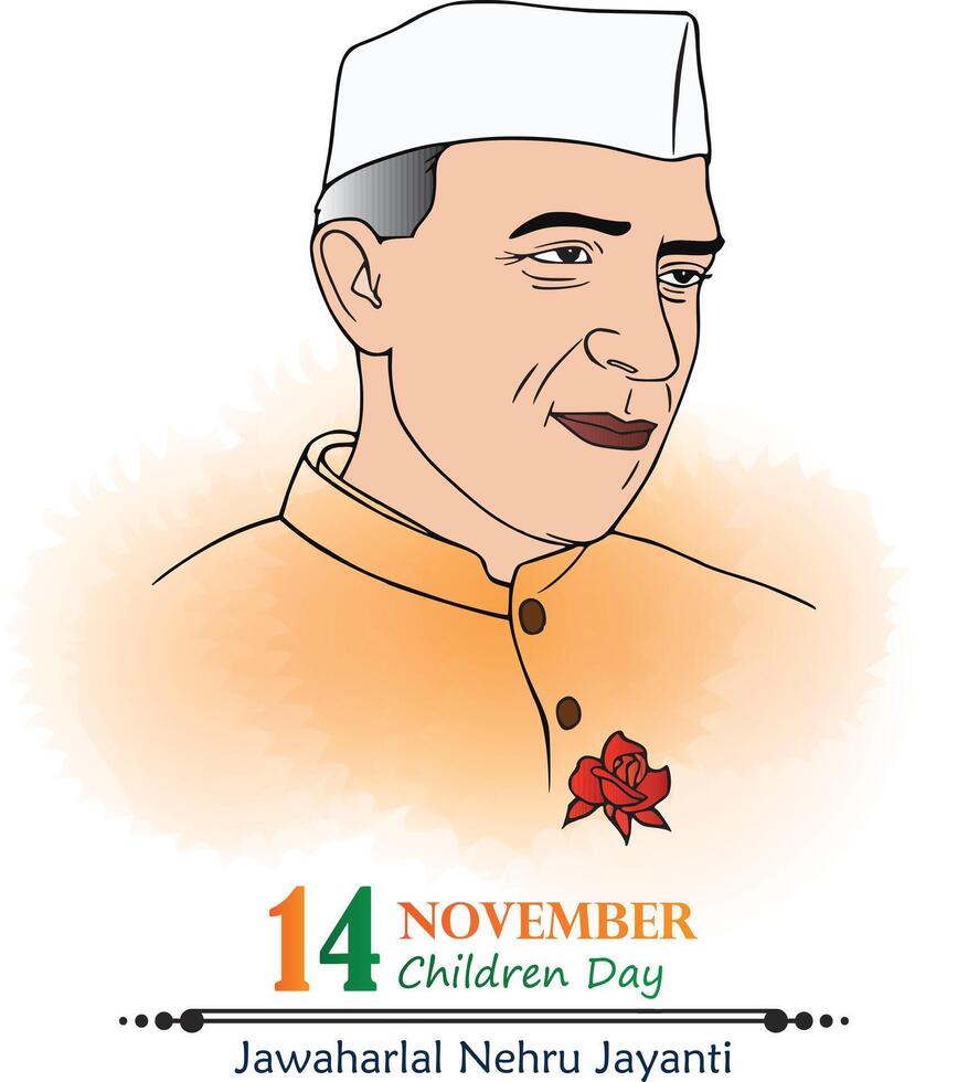 Jawaharlal Nehru Birthday on 14 November and Happy children day in India vector
