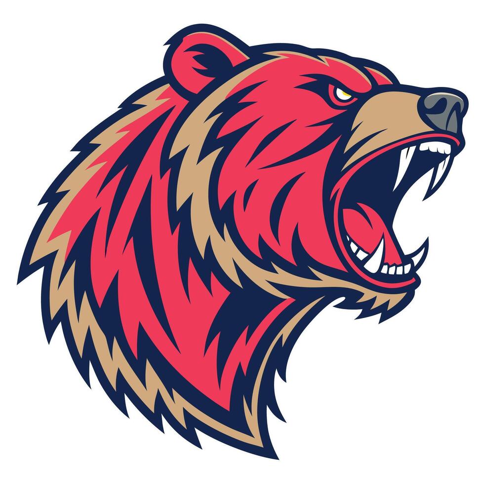 the head of a bear is shown with its mouth open vector