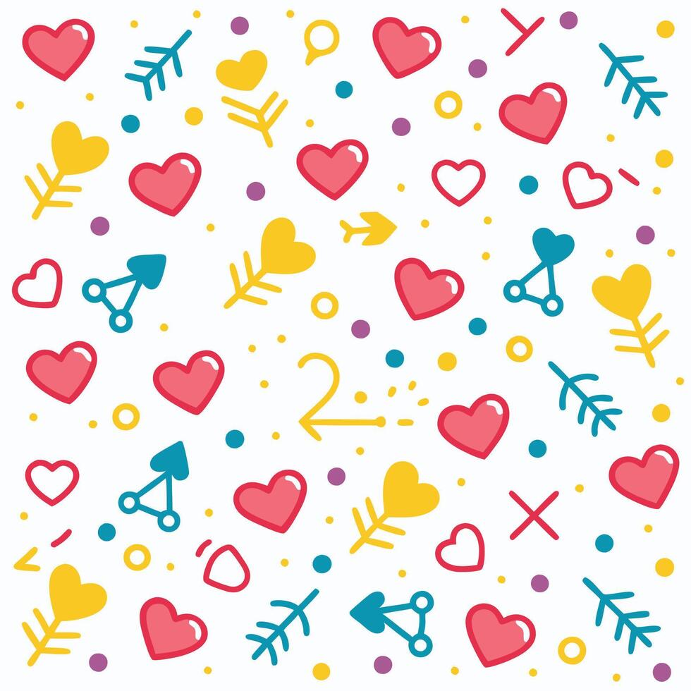 a colorful pattern with hearts and arrows vector