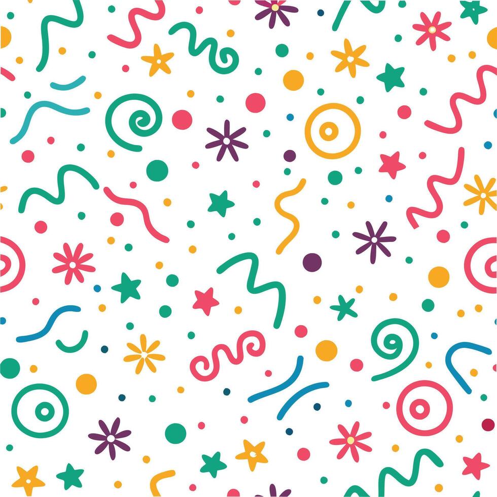 seamless pattern with colorful confetti and stars vector