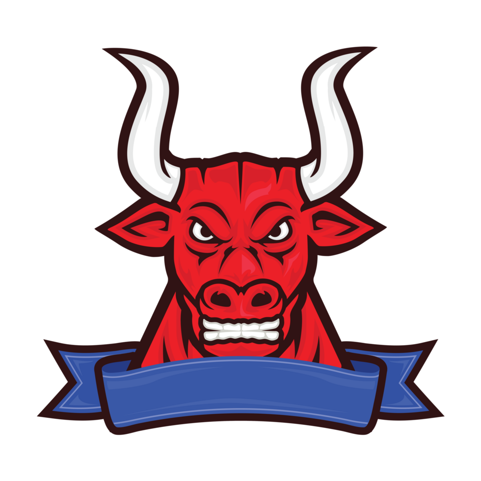 bull logo with ribbon png
