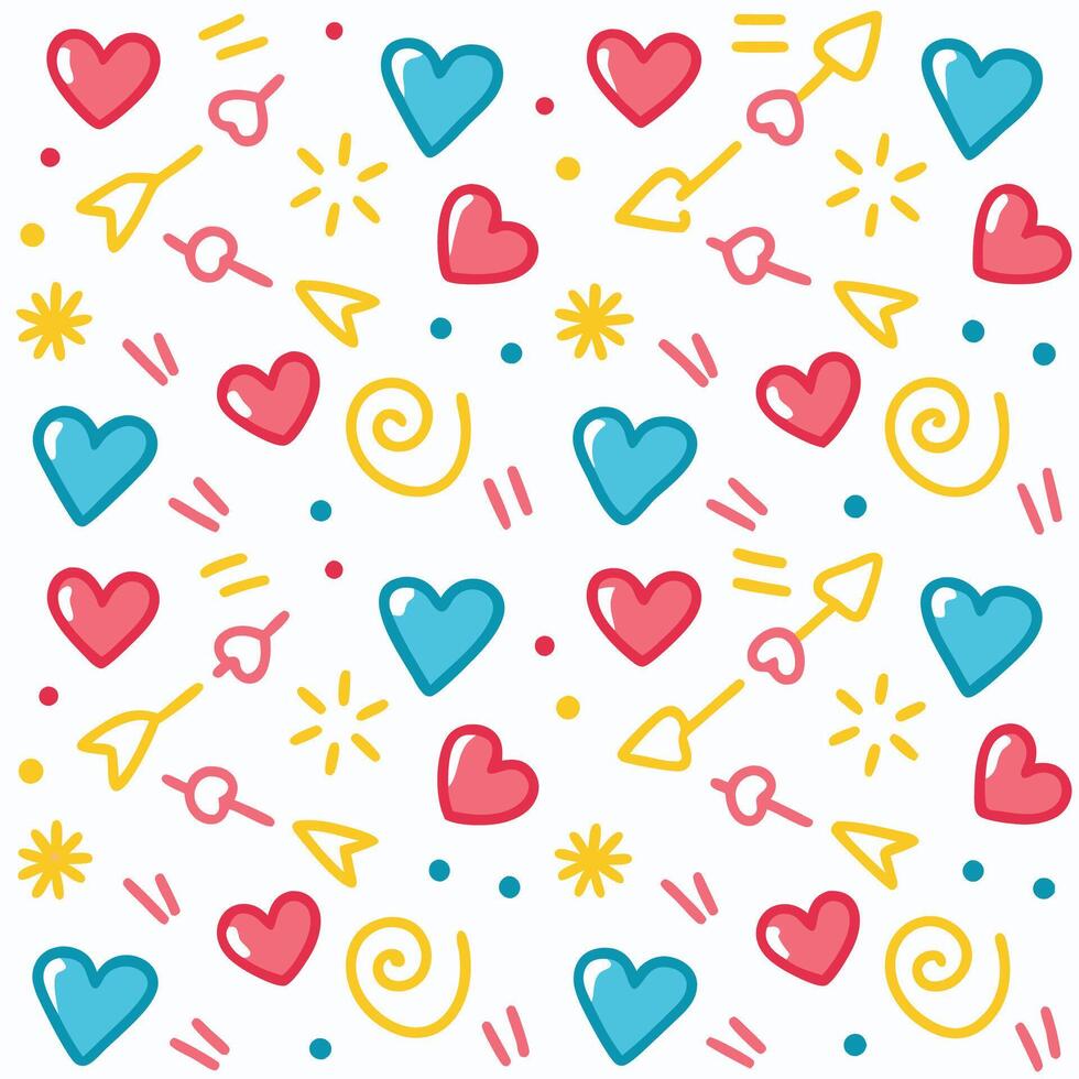 a pattern with hearts and arrows on it vector