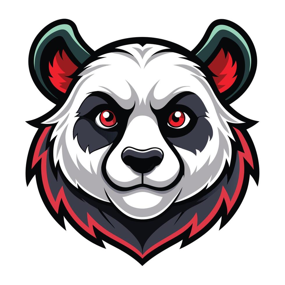a panda bear head with red eyes vector