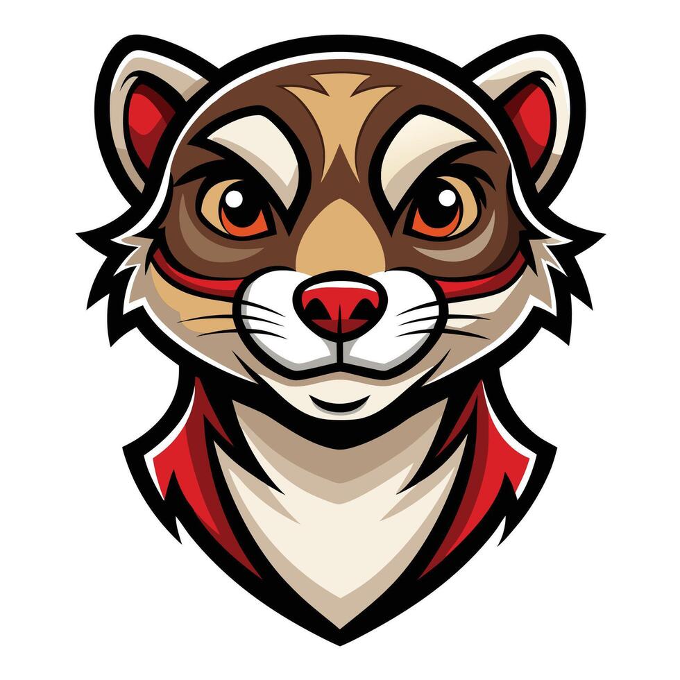 a cartoon raccoon head with red eyes vector